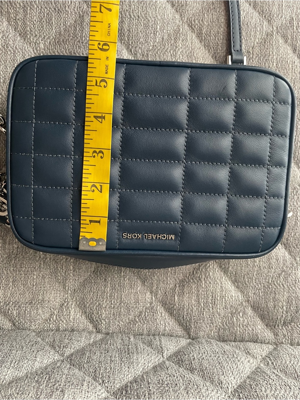 Michael Kors Quilted Navy Leather Camera Crossbody with Tassel - Picture 6 of 8